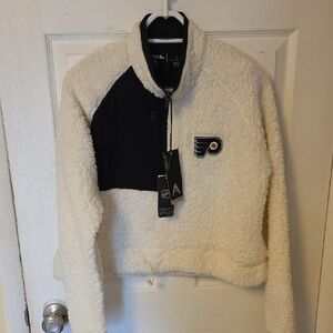 Antigua- Womens Flyers NHL-Fusion Black & Cream Sherpa Jacket Size L. NEW